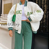 Vintage Jacket for Women Winter High Street Punk Style Baseball Uniform Outwear Loose Streetwear Letter Embroidery Coats