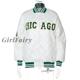 Vintage Jacket For Women Winter High Street Punk Style Baseball Uniform Outwear Loose Streetwear