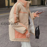 Winter Padded Jacket New Korean Version Loose Short Down Women Winter Ins Hong Kong Style Tooling
