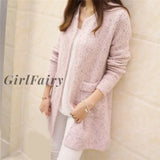 Winter Warm Cardigan Pockets Fashion Women Solid Color Knitted Sweater Tunic New Crochet Ladies