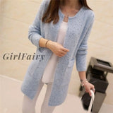 Winter Warm Cardigan Pockets Fashion Women Solid Color Knitted Sweater Tunic New Crochet Ladies
