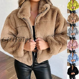 Women Autumn Winter Fluffy Warm Soft Jackets Casual Long Sleeve Ladies Fashion Outerwear Faux Fur