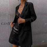 Women Black Blazer Office Lady Long Sleeve Turndown Collar  Blazer Coat Women Autumn Winter Fashion Streetwear Suit Jackets