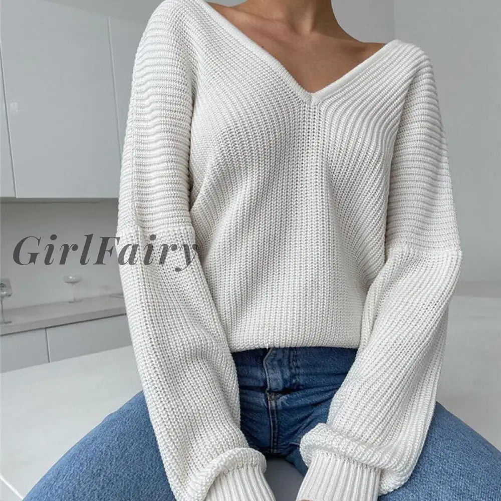 Women Knitted Sweater Loose Korean Oversized Pullover Top Soft Elegant Sweaters Streetwear Female