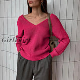 Women Knitted Sweater Loose Korean Oversized Pullover Top Soft Elegant Sweaters Streetwear Female