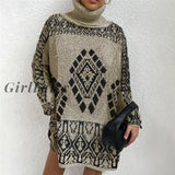 Women Knitted Turtleneck Sweater Fashion Streetwear Vintage Sweaters Chic Sexy Top Basic Jumper