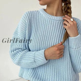 Women Solid Thick Knitted Sweater Autumn Winter Long Sleeve Oversized Female Casual O-Neck Loose