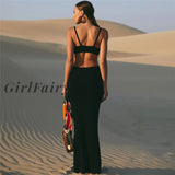 Women Strappy Cross Sleeveless Backless Long Solid Color Deep V-Neck Slip Dress Fashion Summer