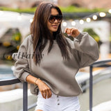Women Sweatshirts Casual O-Neck Pullovers Autumn Winter Sports Tops Candy Color Loose Fashion Female