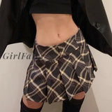 Y2k Checkered Pleated Skirt Women Plaid High Waisted Mini Skirts Plaid Korean Preppy Style Streetwear Summer Chic Indie Clothes