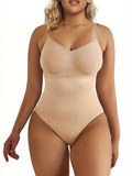 Girlfairy Plus Size Casual Shapewear, Women's Plus Plain Breast Lifting Tummy Control Body Shaping Bodysuit