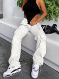 Girlfairy - Women's Vintage Cargo Pants - High Waist Baggy Jeans With Pockets And Wide Legs For Casual Streetwear And Y2K Style