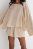 Girlfairy 2024 Fashion Woman Elegant SetKhaki Long Sleeve Shorts Two-Piece Set