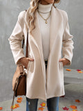 Girlfairy Solid One Button Overcoat, Casual Long Sleeve Outerwear With Pockets, Women's Clothing