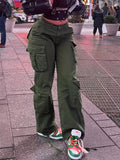 Girlfairy - Women's Vintage Cargo Pants - High Waist Baggy Jeans With Pockets And Wide Legs For Casual Streetwear And Y2K Style