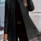 Girlfairy Open Front Textured Blazer, Elegant Long Sleeve Blazer For Office & Work, Women's Clothing
