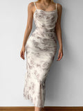 Girlfairy 2024 New Fshion Dress mini dress elegantBack Split Floral Maxi Dress