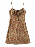 Girlfairy 2024 New Fshion Dress mini dress elegantLace Up Floral Slip Mini Dress