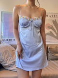 Girlfairy 2024 New Fshion Dress mini dress elegantBackless Floral Trim Satin Mini Dress