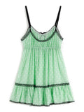 Girlfairy 2024 New Fshion Dress mini dress elegantLace Trim Floral Mini Dress