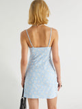 Girlfairy 2024 New Fshion Dress mini dress elegantDaisy Pattern Split Slip Mini Dress