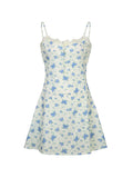 Girlfairy 2024 New Fshion Dress mini dress elegantLace Trim Buttoned Floral Mini Dress