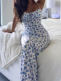Girlfairy 2024 New Fshion Dress mini dress elegantLace Up Floral Maxi Dress