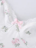 Girlfairy 2024 New Fshion Dress mini dress elegantLace Trim Floral Mini Dress