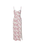 Girlfairy 2024 New Fshion Dress mini dress elegantLace Trim Slit Floral Maxi Dress