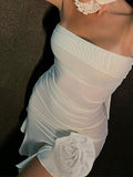 Girlfairy 2024 New Fshion Dress mini dress elegantAsymmetric Ruffle Bandeau Maxi Dress