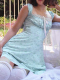 Girlfairy 2024 New Fshion Dress mini dress elegantLace Paneled Floral Mini Dress