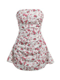 Girlfairy 2024 New Fshion Dress mini dress elegantStrapless Floral Mini Dress
