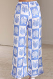 Girlfairy 2024 Fashion Woman Elegant SetContrast Printed Shirt Long Pants Suits