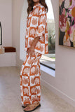 Girlfairy 2024 Fashion Woman Elegant SetContrast Printed Shirt Long Pants Suits