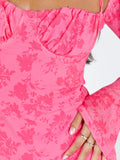 Girlfairy 2024 New Fshion Dress mini dress elegantHalter Tie Floral Long Sleeve Mini Dress