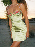 Girlfairy 2024 New Fshion Dress mini dress elegantFloral Embellished Silk Mini Dresses