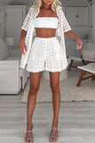 Girlfairy 2024 Fashion Woman Elegant SetLace Short Sleeve Cardigan Shorts Set