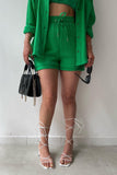 Girlfairy 2024 Fashion Woman Elegant SetLong Sleeve Solid Color Shirt Shorts Set