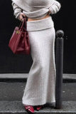 Girlfairy 2024 Fashion Woman Elegant SetOff-Shoulder Sweater Midi Skirt Suits