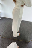 Girlfairy 2024 Fashion Woman Elegant SetOpen Front Tie-Up Shirt Long Pants Set