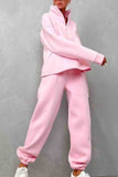 Girlfairy 2024 Fashion Woman Elegant SetSolid Color Long Sleeve Long Pant Stand Collar Zipper Set