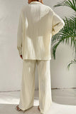 Girlfairy 2024 Fashion Woman Elegant SetPleated Long Sleeve Single-breasted Shirt Wide Leg Long Pants Set