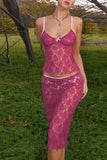 Girlfairy 2024 Fashion Woman Elegant SetRose Lace Cami Skirt Suits
