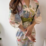 Girlfairy Spring Japan Style Elegant Floral Midi Dress Women Vintage Chic Bodycon Party Birthday Vestidos Female Fashion One Pieces Robe