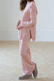 Girlfairy 2024 Fashion Woman Elegant SetSlit Hem Pullover Sweater Long Pants Suits