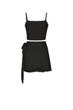 Girlfairy 2024 Fashion Woman Elegant SetSolid Color Cami Tops Strappy Ruched Skirt Suits