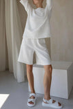 Girlfairy 2024 Fashion Woman Elegant SetSolid Color Half Sleeve T-shirt Cotton Two-piece Shorts Set
