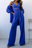 Girlfairy 2024 Fashion Woman Elegant SetSolid Color Lapel Shirt Tie-up Vest Long Pants Suits