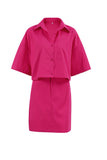 Girlfairy 2024 Fashion Woman Elegant SetSolid Color Shirt Crop Top High Waist Skirt Suits