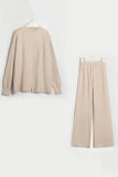 Girlfairy 2024 Fashion Woman Elegant SetSolid Long Sleeve Slit Sweater Long Pants Set